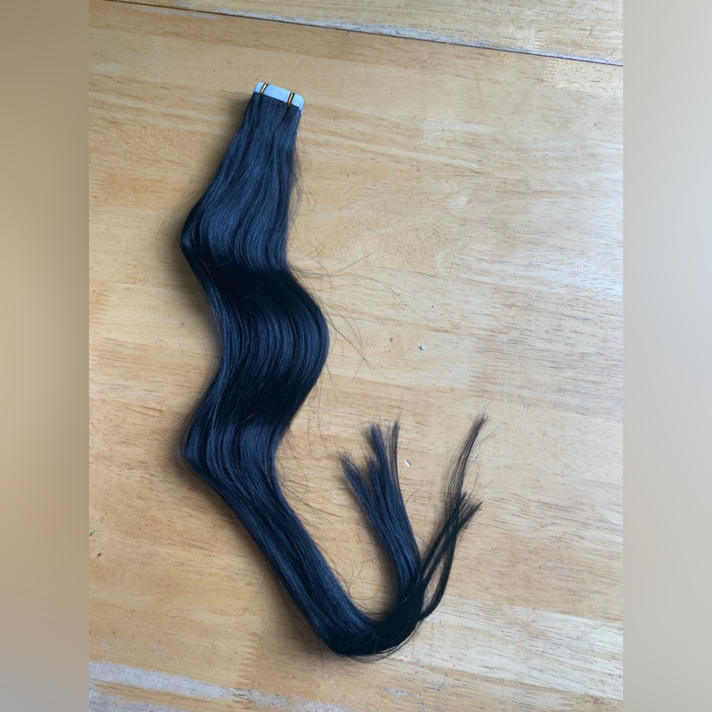 HUMAN HAIR Black Tape In Extensions 18in 50g
